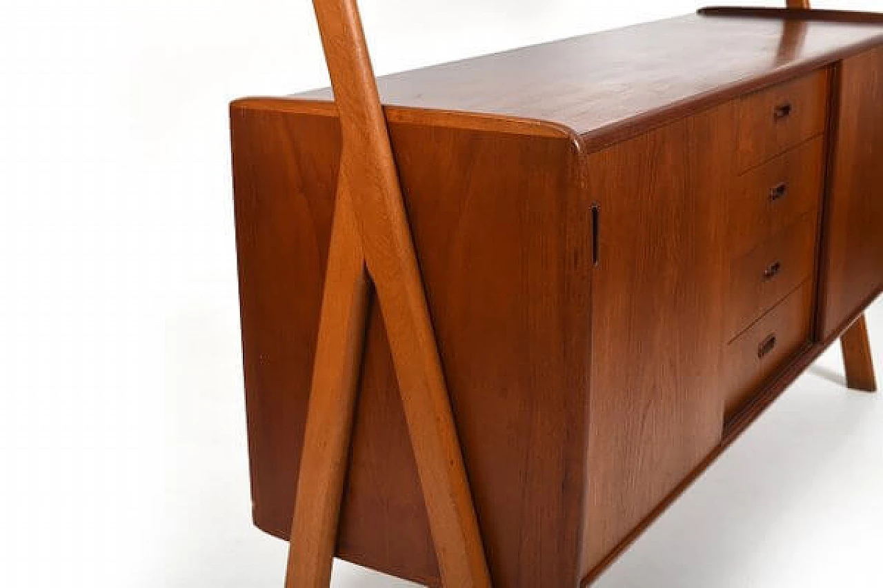 Wooden sideboard with sliding doors and bar compartment, 1950s 10