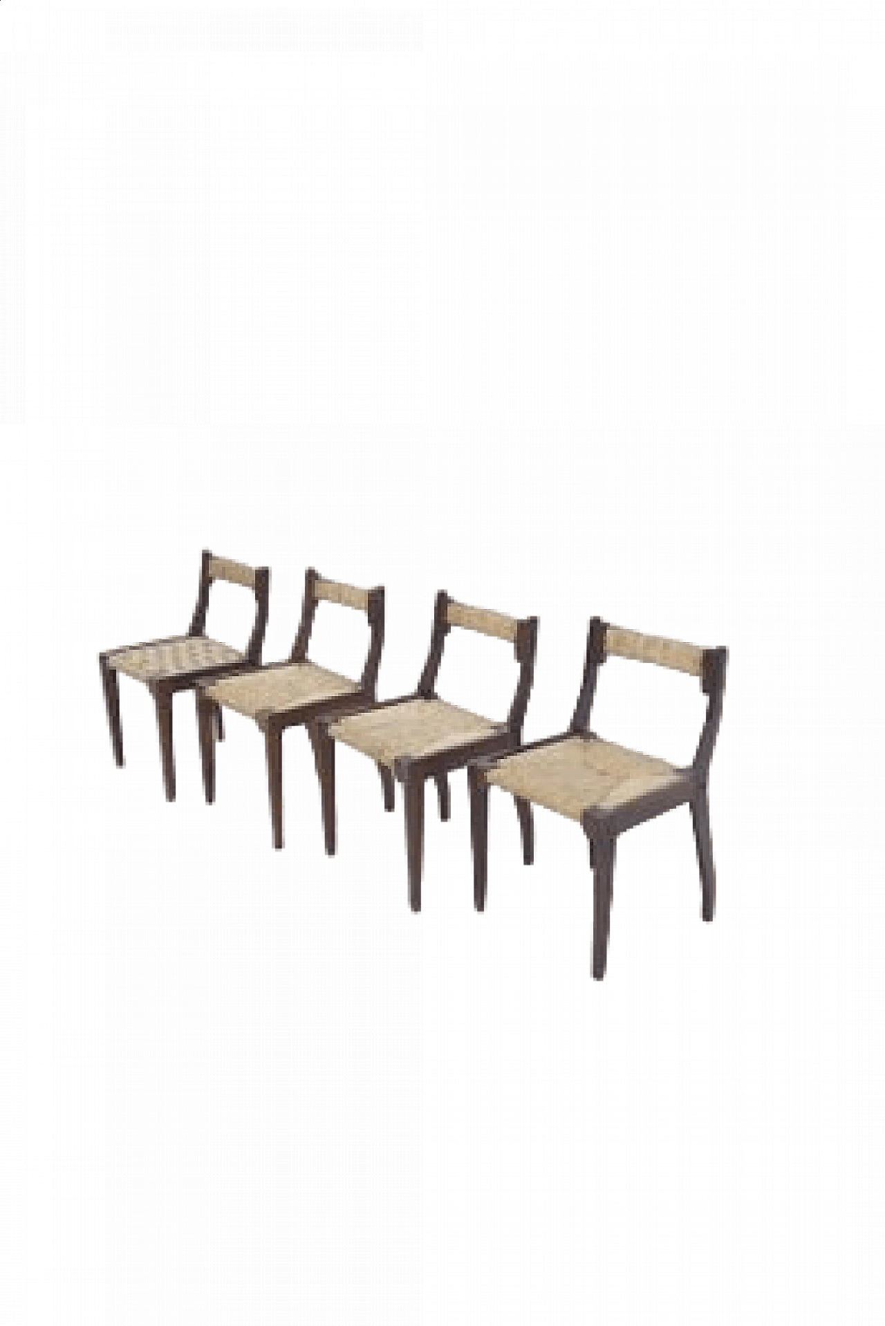 4 Wooden chairs with straw seat by Carlo Santi for Arform, 1950s 19