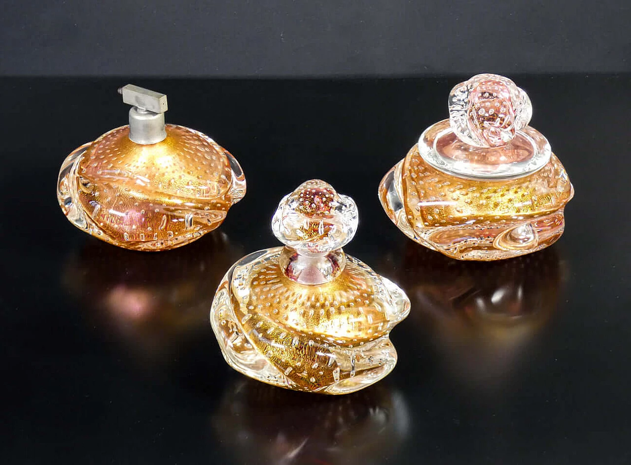 3 Blown Murano glass toilet accessories by Ercole Barovier, 1930s 1