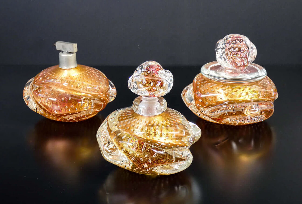 3 Blown Murano glass toilet accessories by Ercole Barovier, 1930s 2