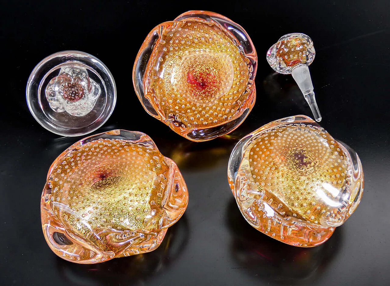 3 Blown Murano glass toilet accessories by Ercole Barovier, 1930s 12