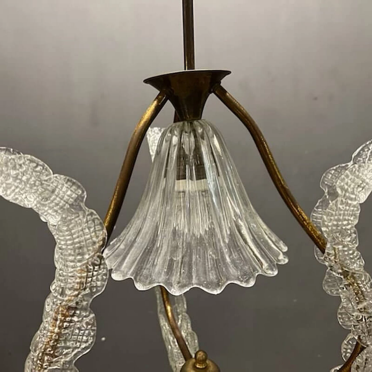 Murano glass hanging lamp by Ercole Barovier, 1940s 4