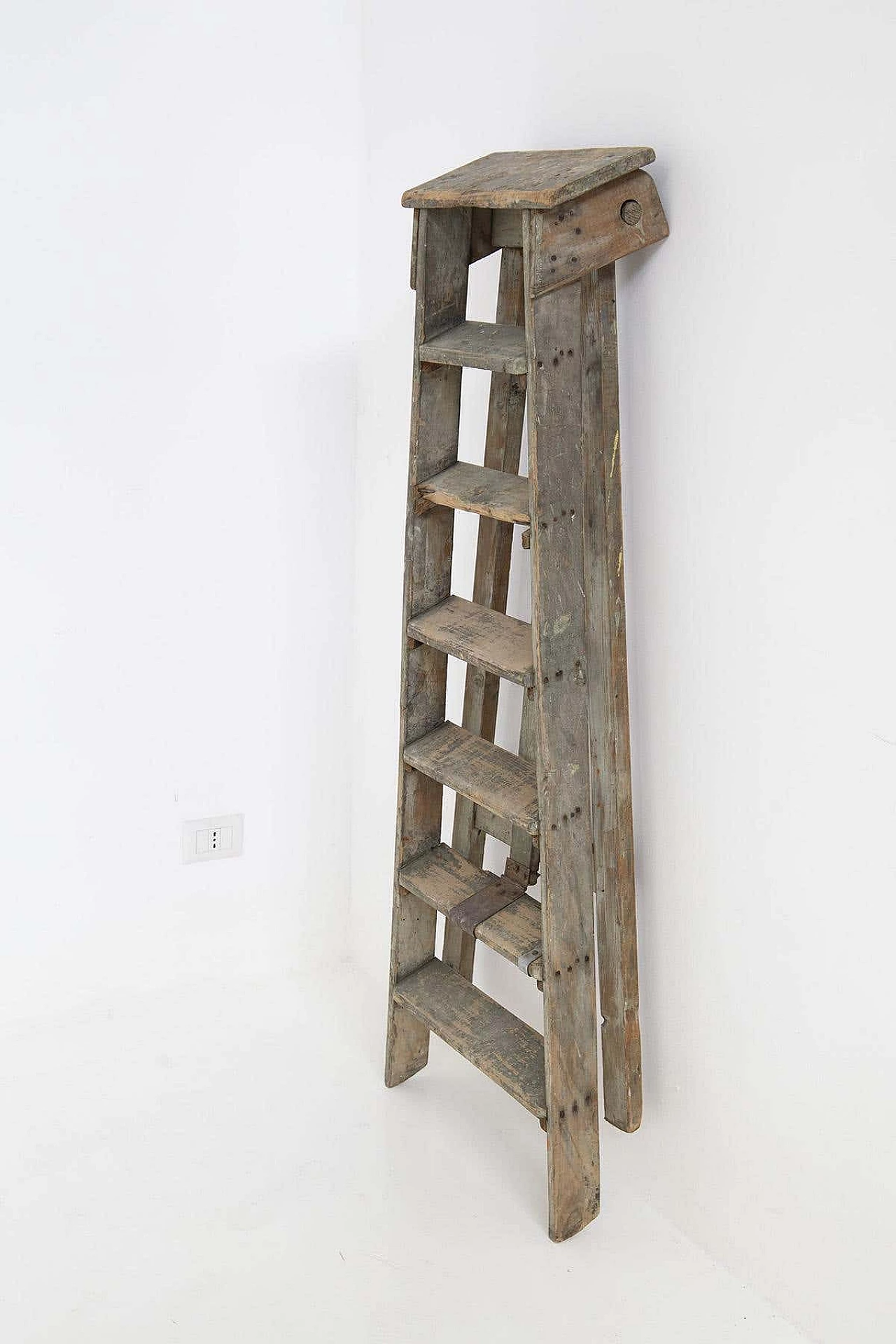 Ladder in grey-stained wood, 1920s 9