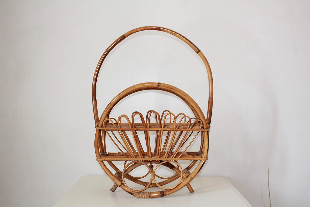 Rattan and bamboo magazine rack, 1960s 2