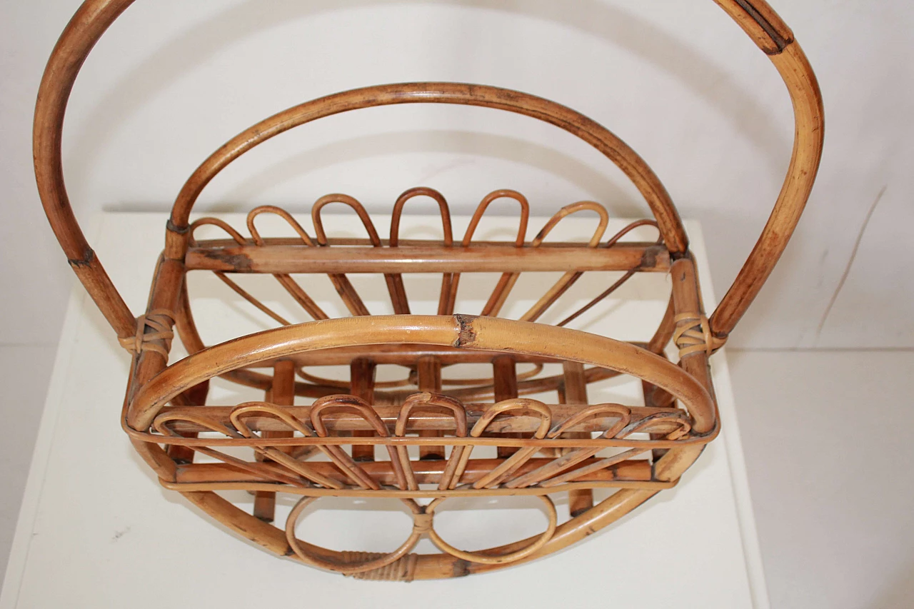 Rattan and bamboo magazine rack, 1960s 5