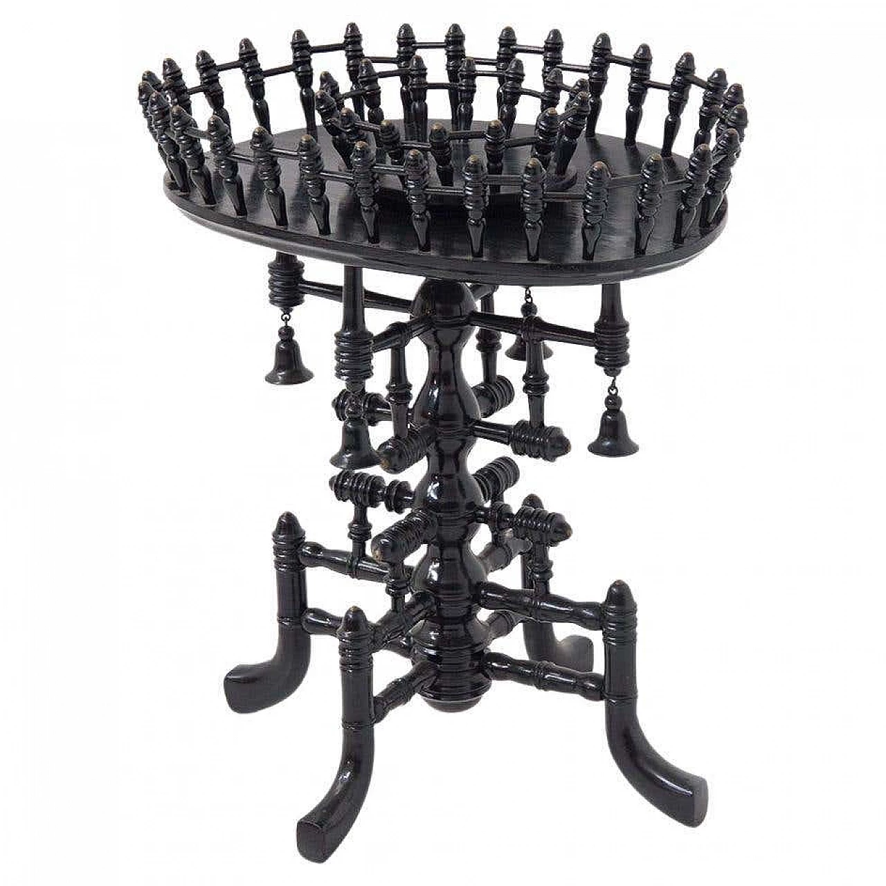 Brass and ebonised turned wood coffee table, 19th century 6