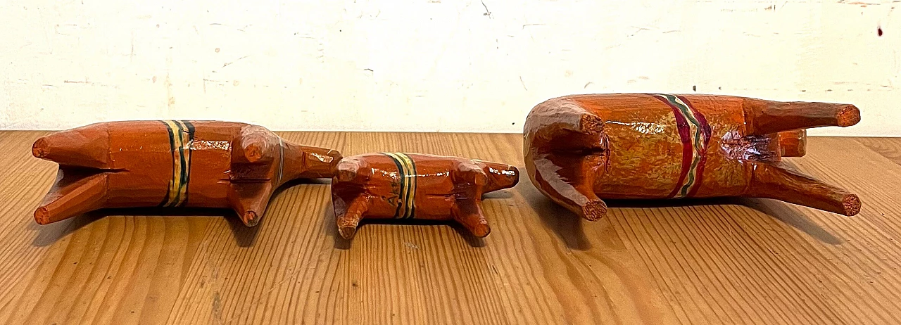 3 Dala horse figurines in wood, 1950s 6