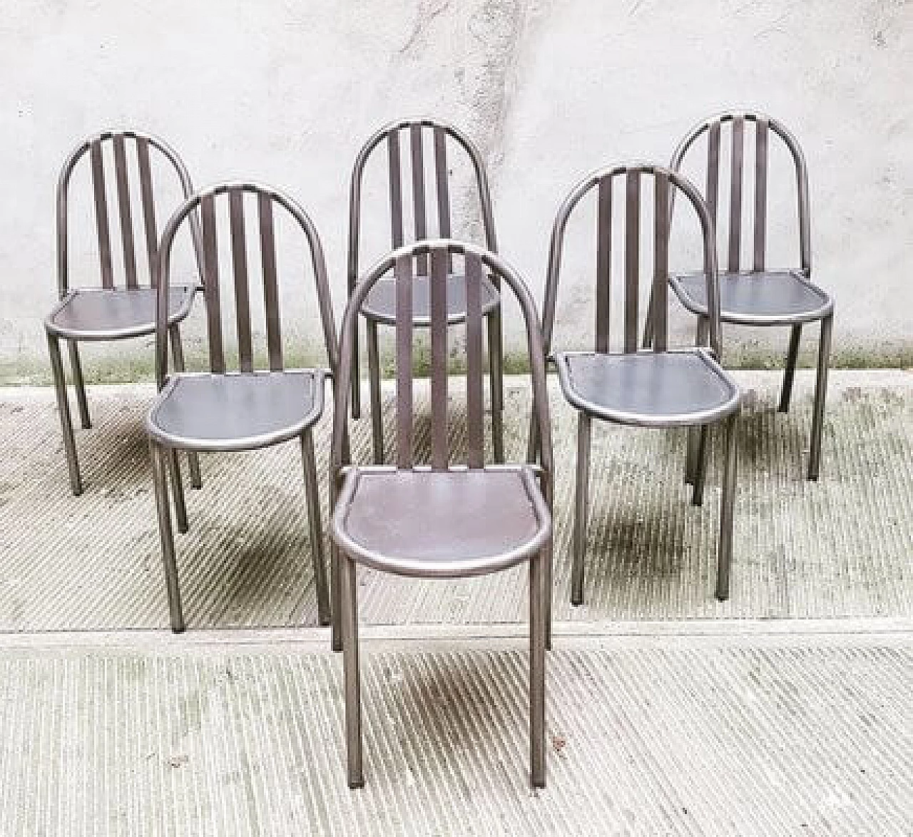 6 Metal dining chairs by Robert Mallet-Stevens, 1950s 1