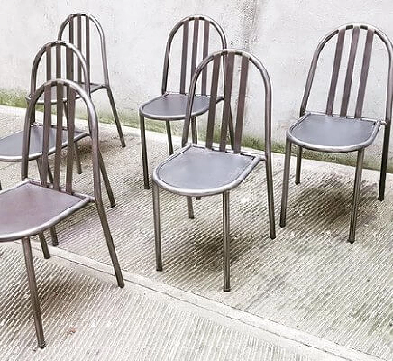 6 Metal dining chairs by Robert Mallet-Stevens, 1950s 4