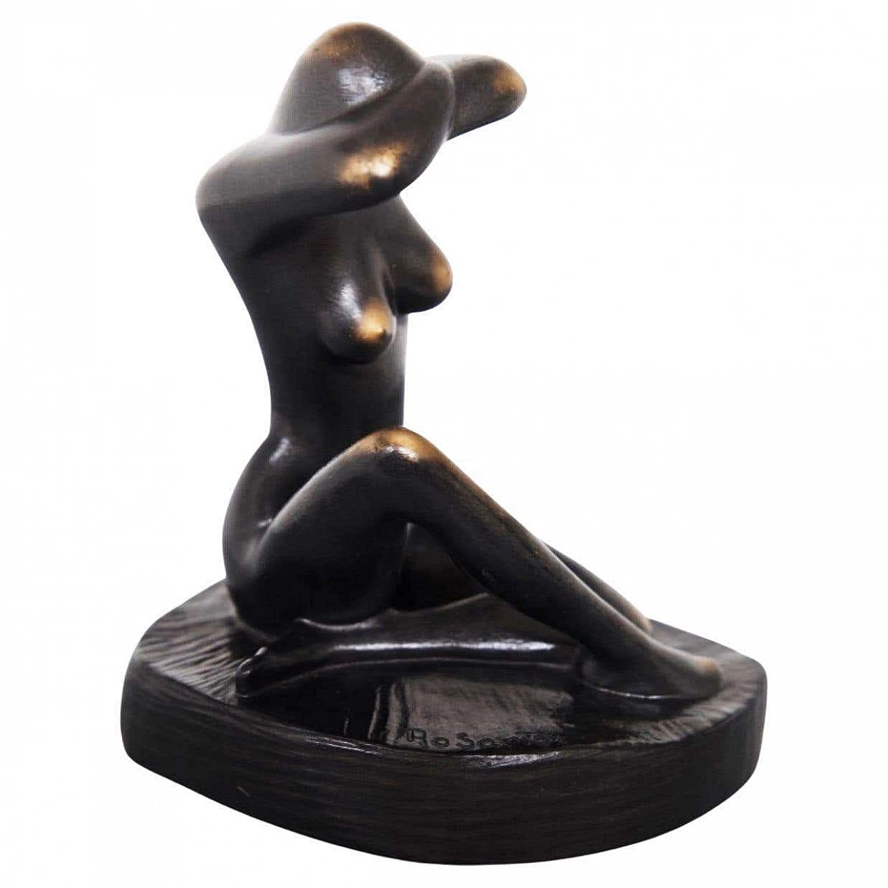 Metal and wood statue of a nude woman, 1970s 1