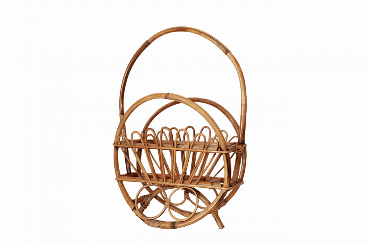 Rattan and bamboo magazine rack, 1960s 7