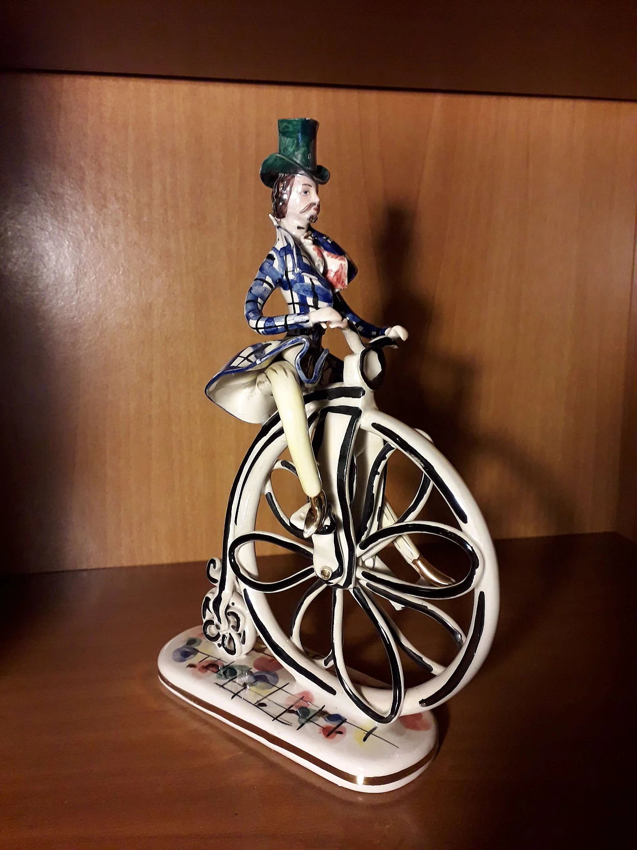 Ceramic sculpture of a man on bicycle, 1950s 1