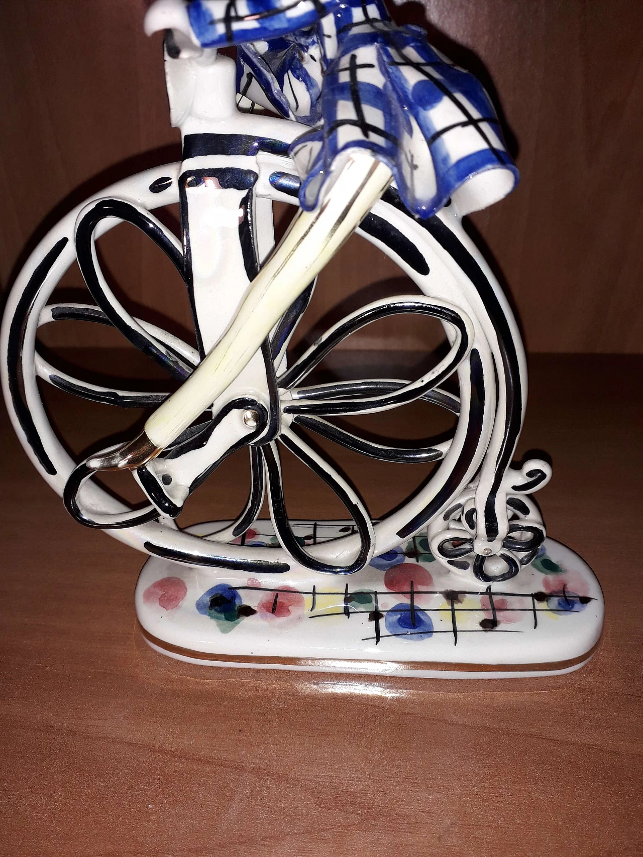 Ceramic sculpture of a man on bicycle, 1950s 5