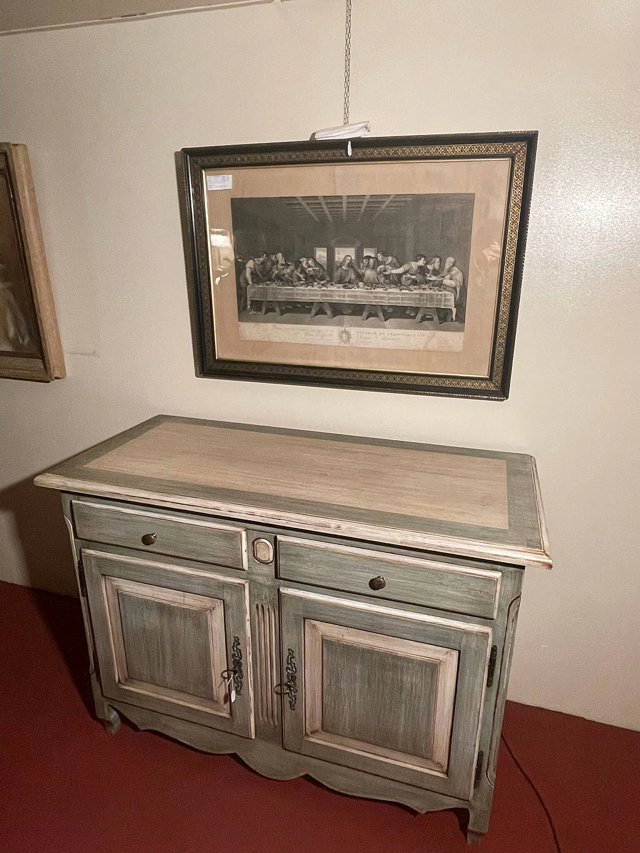 Green and beige pickled lacquered Provençal-style sideboard, early 20th century 3