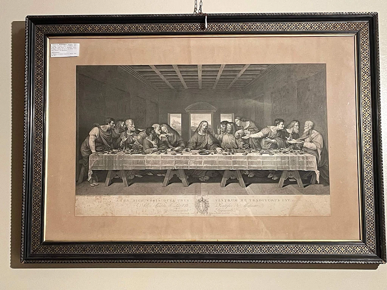 Engraving The Last Supper of Leonardo Da Vinci by Rainaldi Francesco, 18th century 1