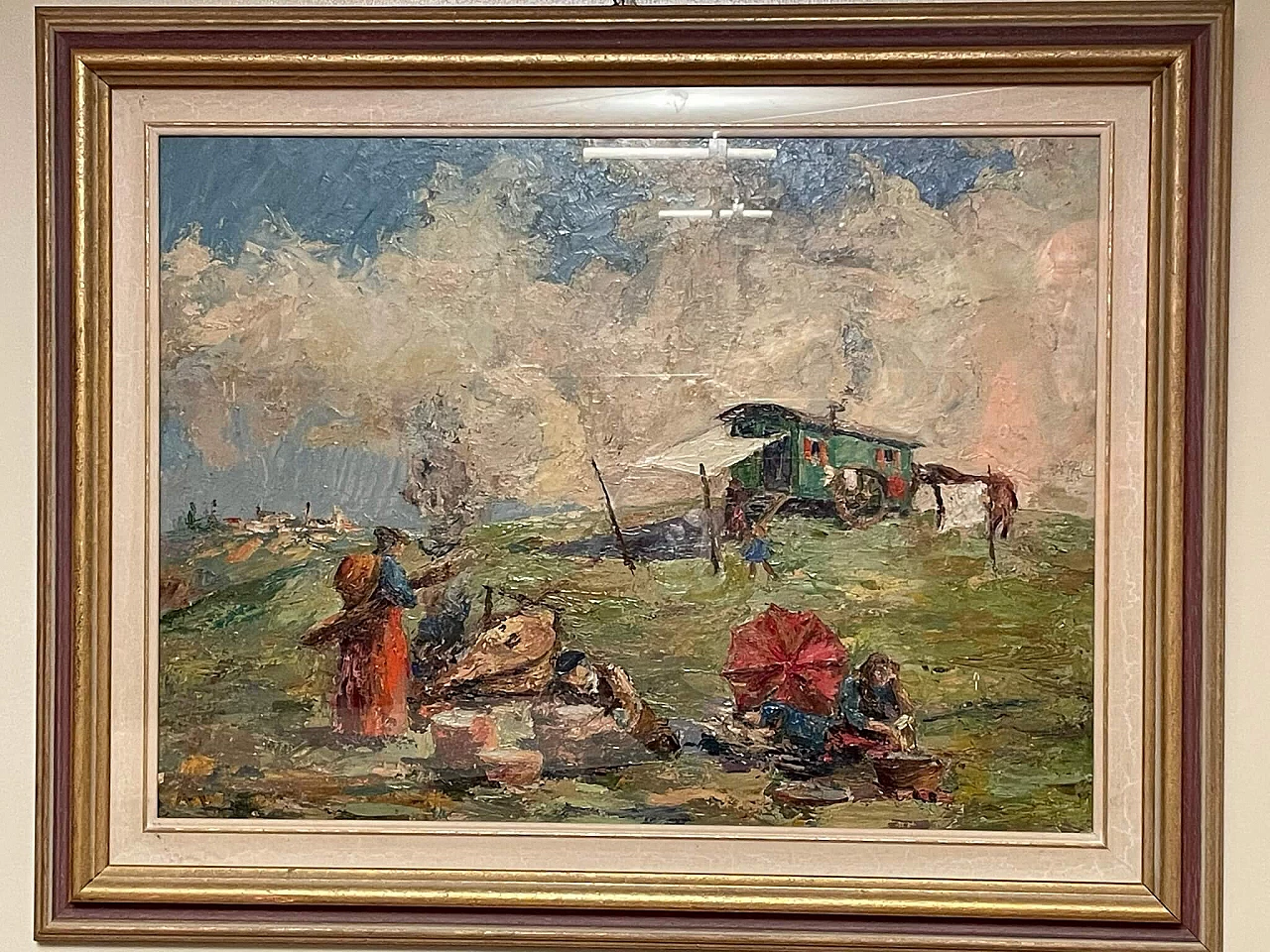 Painting Gypsy Caravan attributed to Pobbiati, 20th century 1