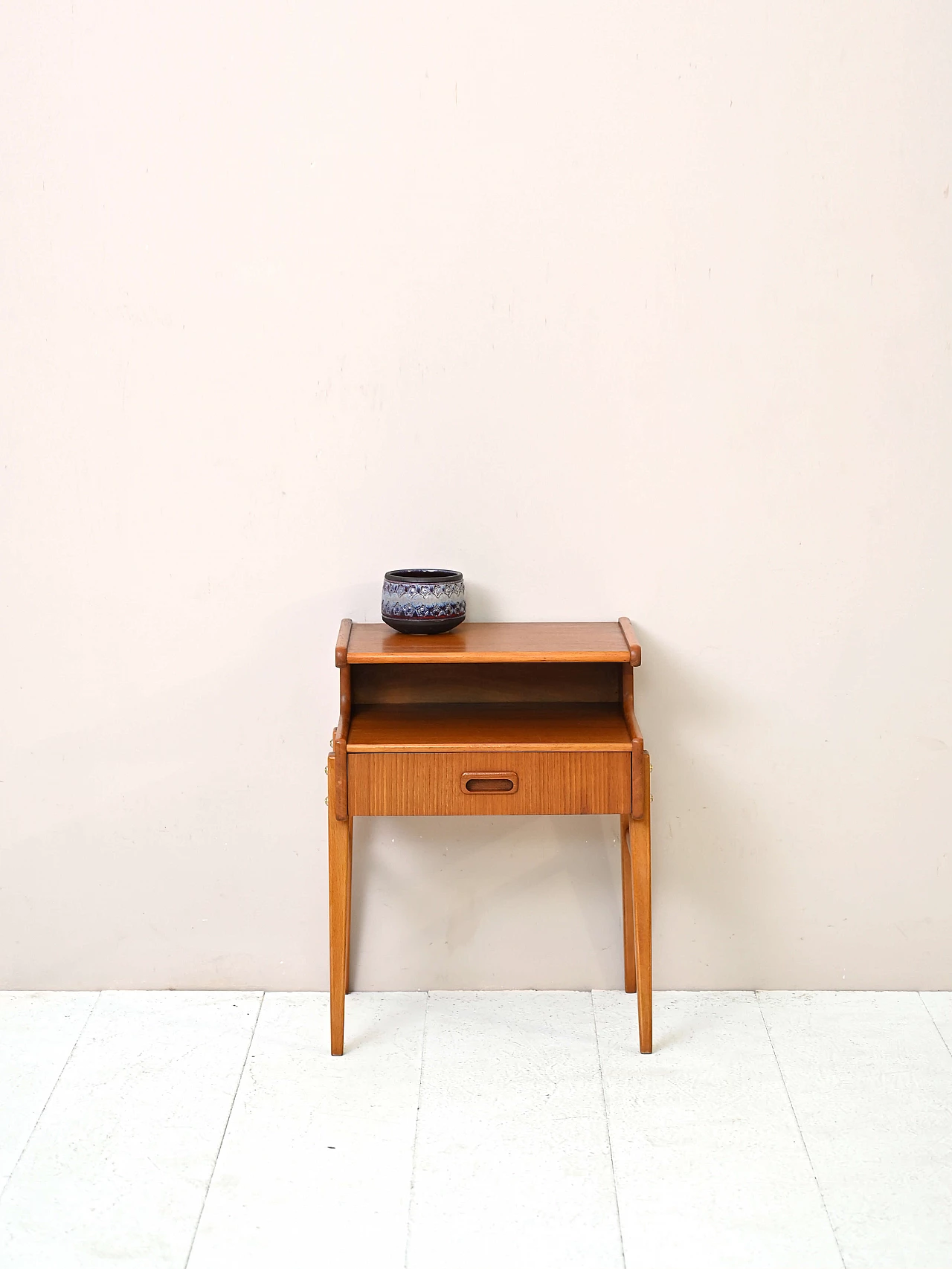 Bedside table with double shelf and drawer, 1960s 1