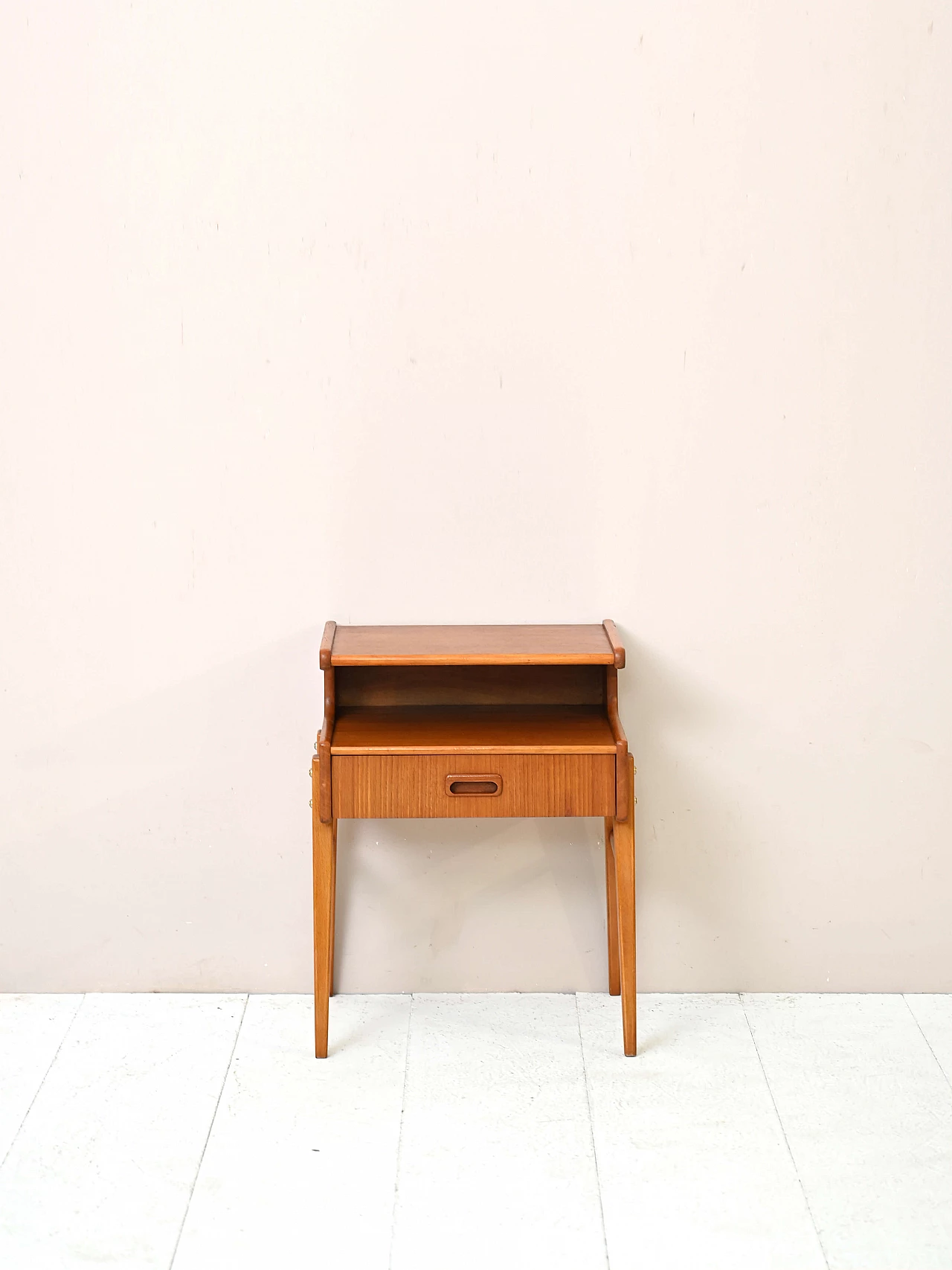 Bedside table with double shelf and drawer, 1960s 2