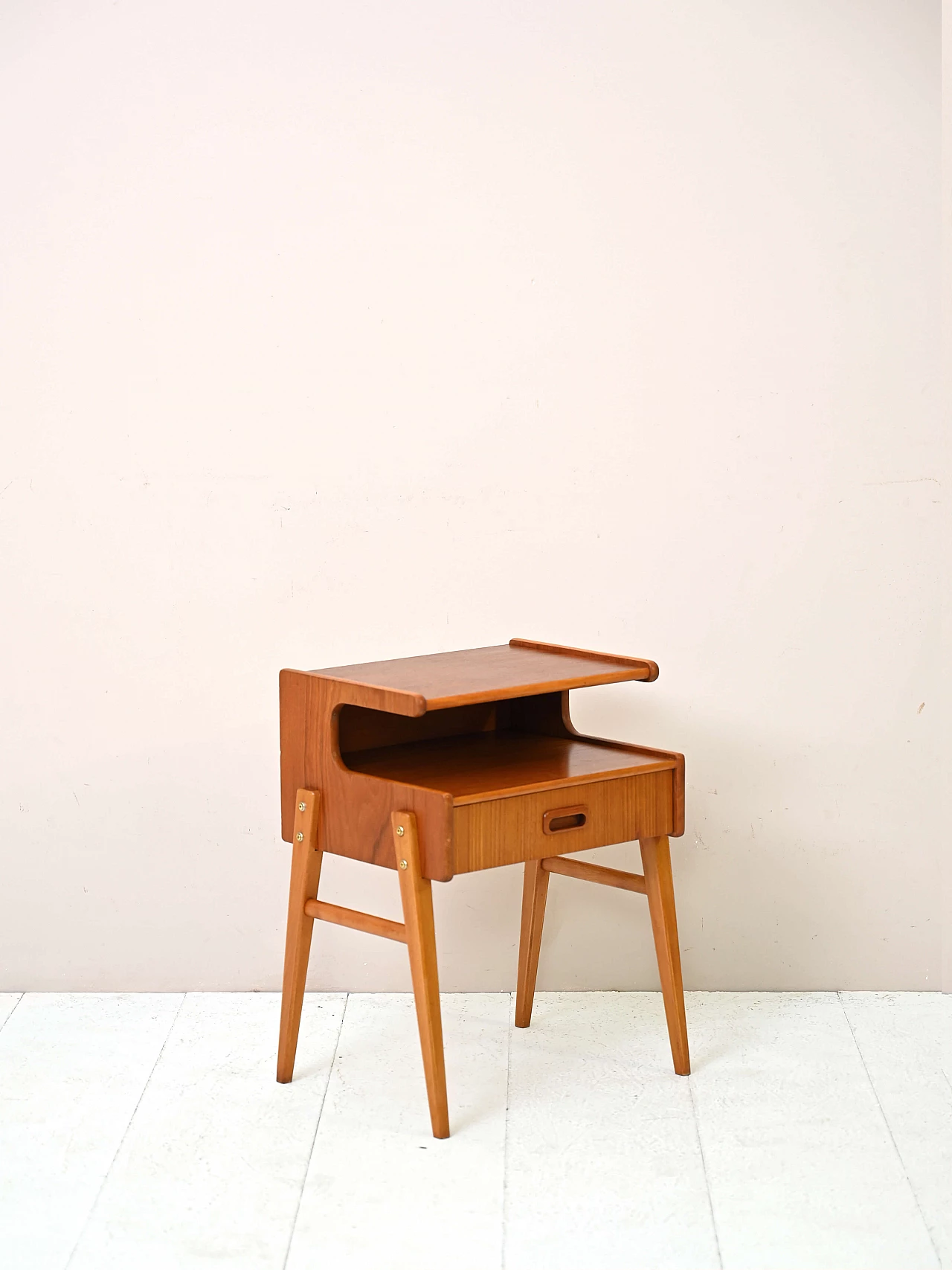 Bedside table with double shelf and drawer, 1960s 3