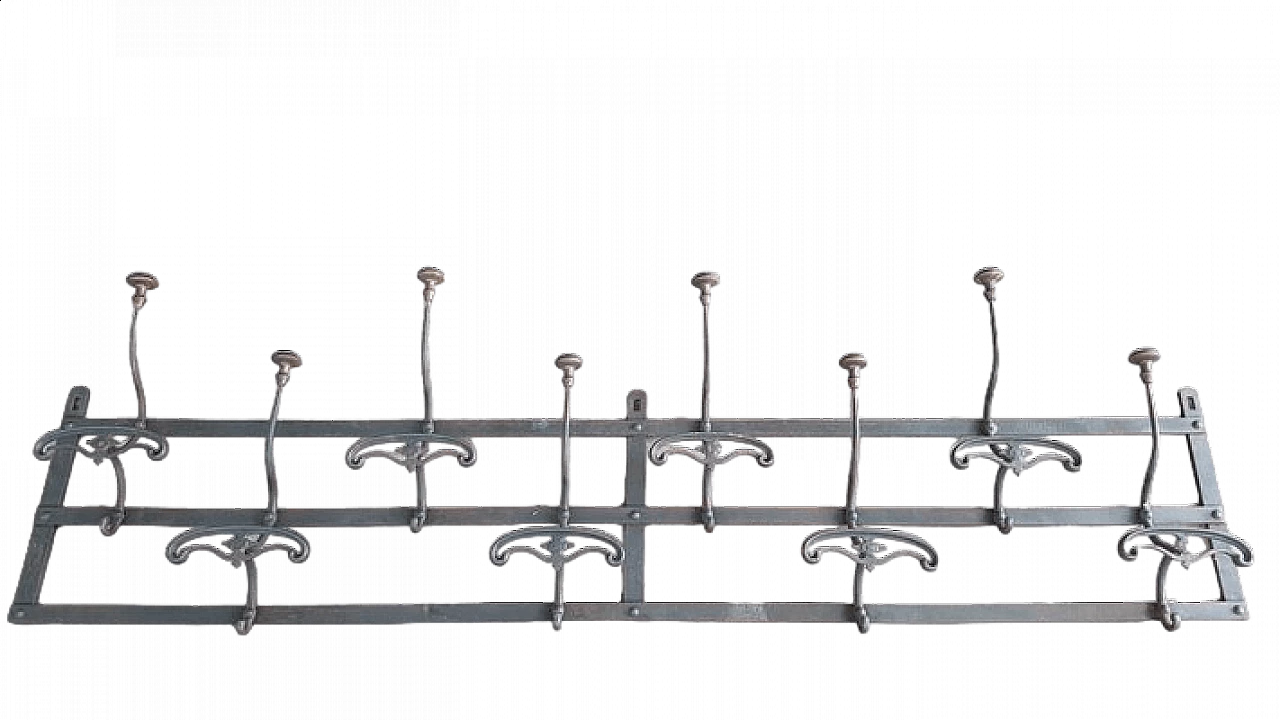 Appendiabiti da parete con 8 ganci in ferro, fine '800 6