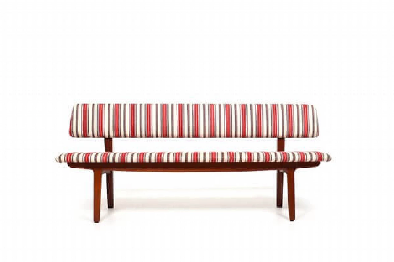 Teak and fabric bench by Ejnar Larsen and Aksel Bender Madsen, 1950s 1