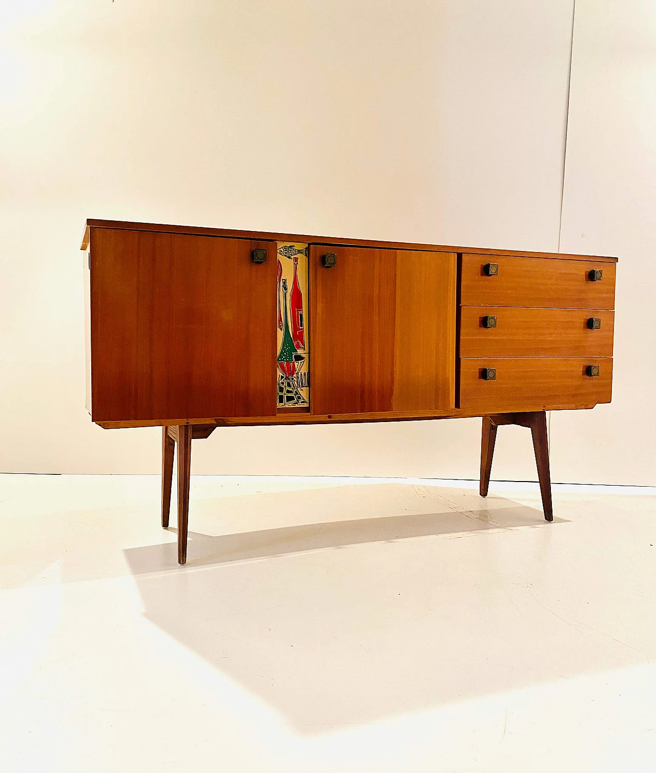 Lacquered wooden sideboard with iron knobs, 1950s 2