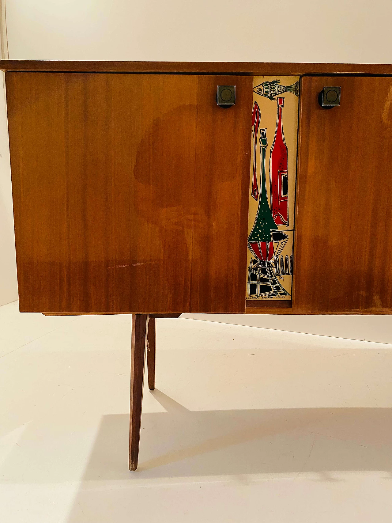 Lacquered wooden sideboard with iron knobs, 1950s 7