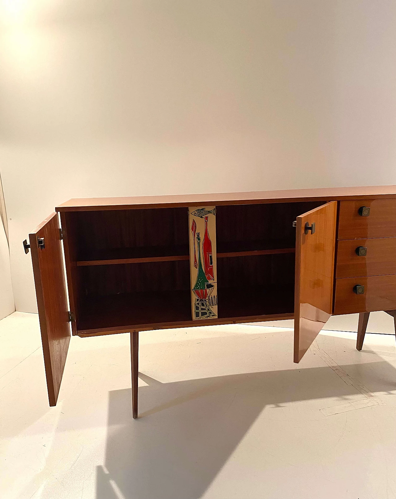 Lacquered wooden sideboard with iron knobs, 1950s 8