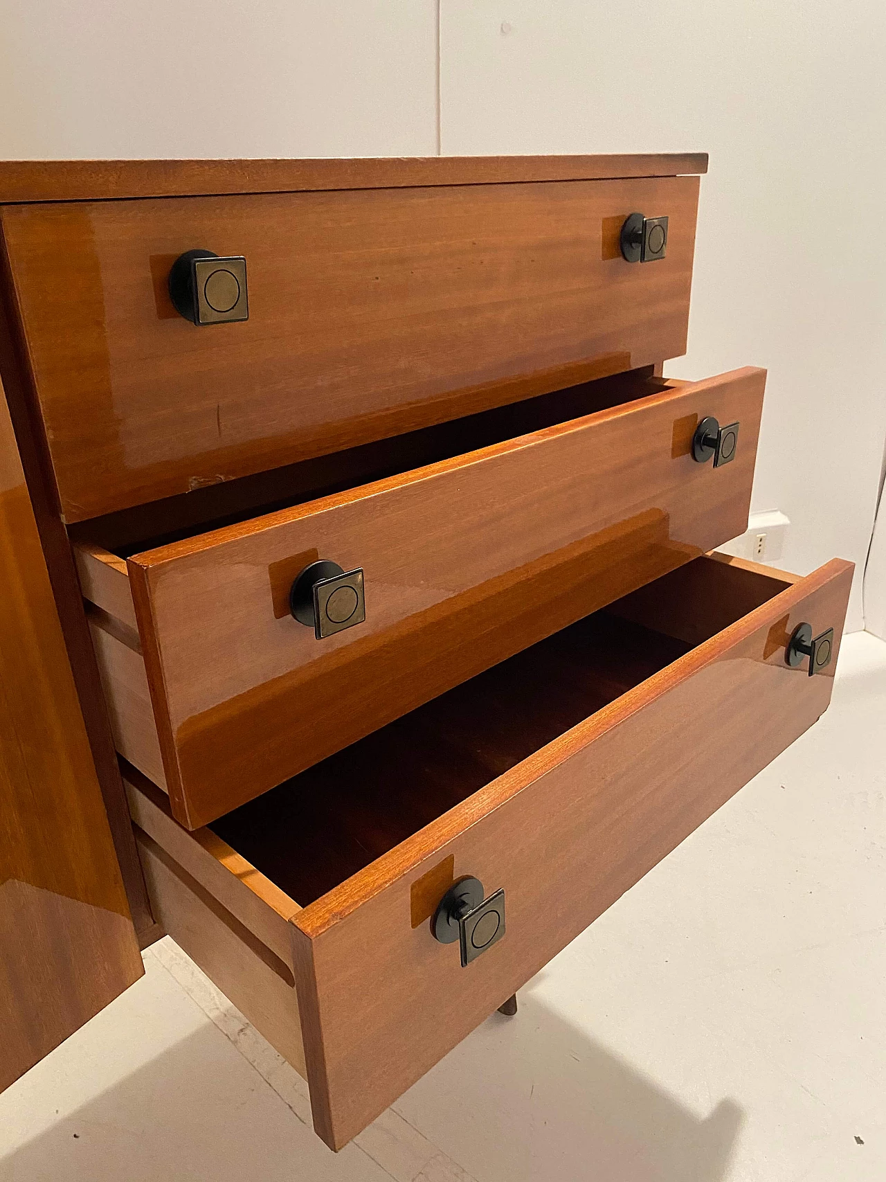 Lacquered wooden sideboard with iron knobs, 1950s 11