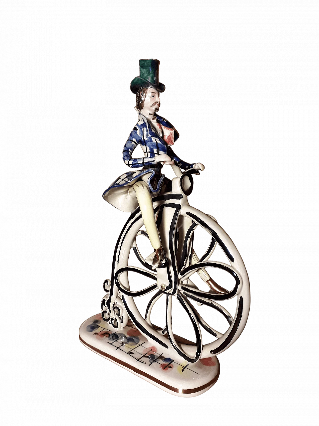 Ceramic sculpture of a man on bicycle, 1950s 9