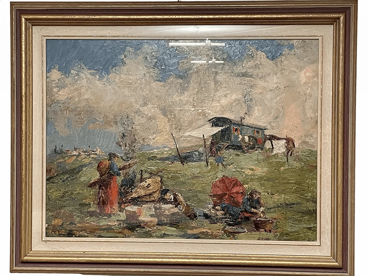 Painting Gypsy Caravan attributed to Pobbiati, 20th century 4