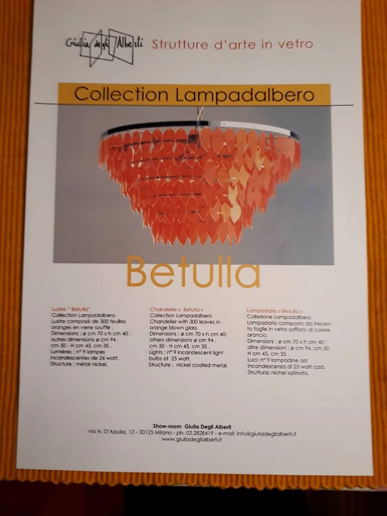 Betulla nine-light chandelier by Giulia Degli Alberti, 1990s 9