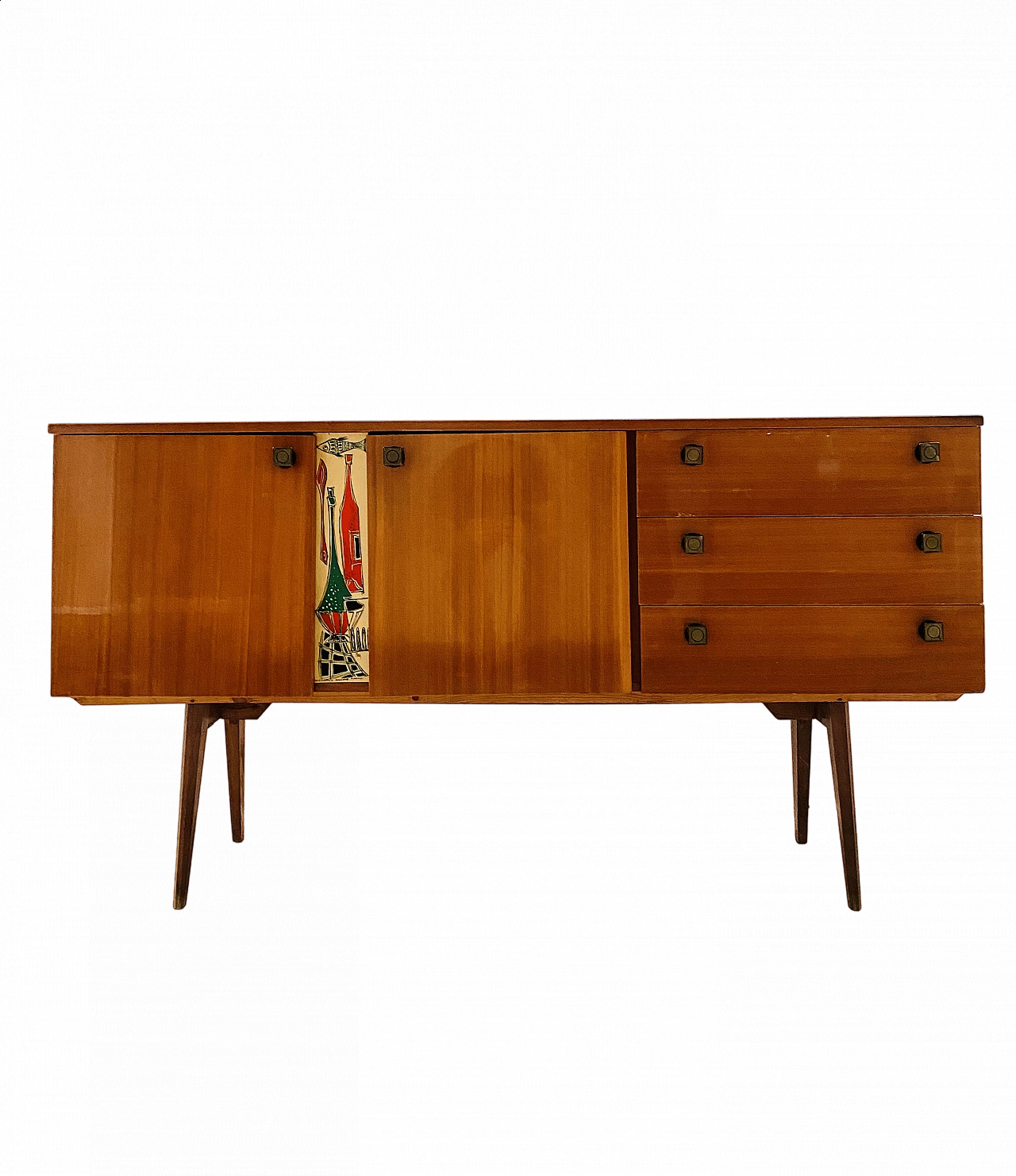 Lacquered wooden sideboard with iron knobs, 1950s 13