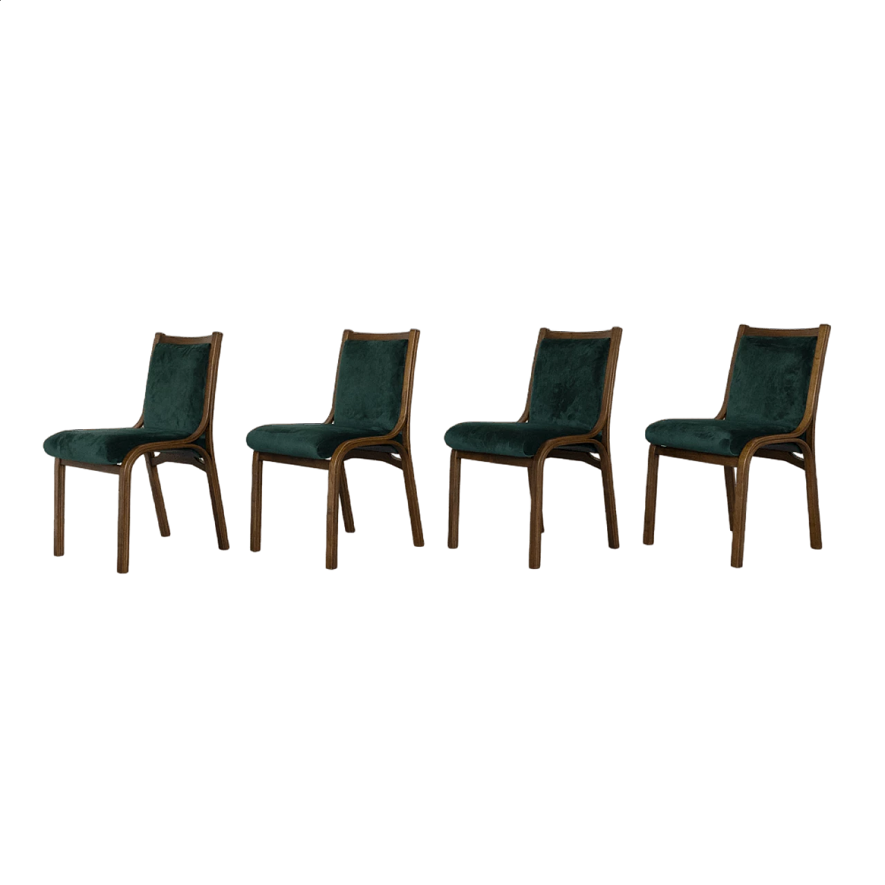 4 Cavour chairs by Gregotti, Meneghetti and Stoppino for SIM in walnut and velvet, 1960s 12