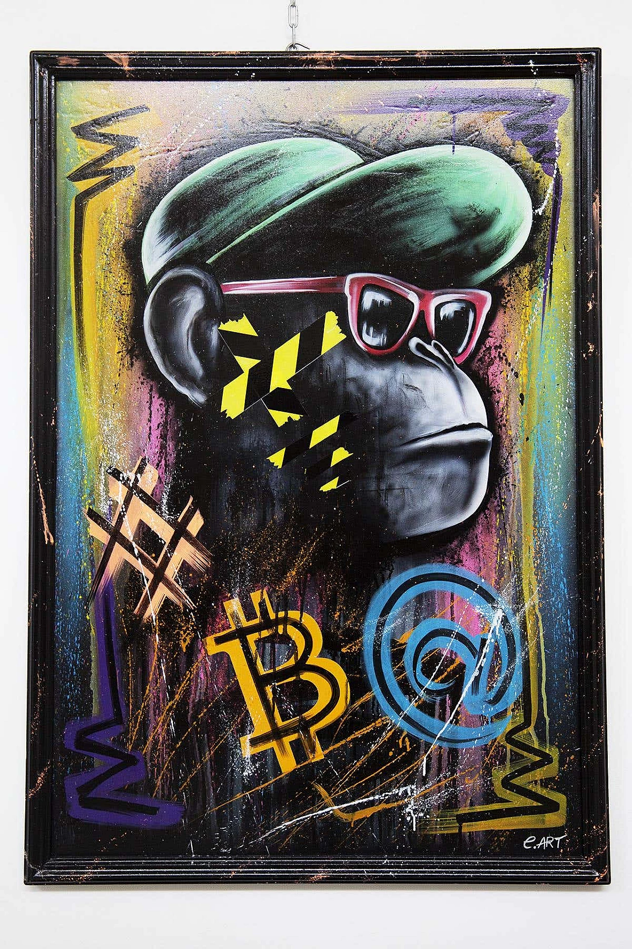 E. Art, Cool Ape and Bitcoi, customised canvas for CB Lab 1