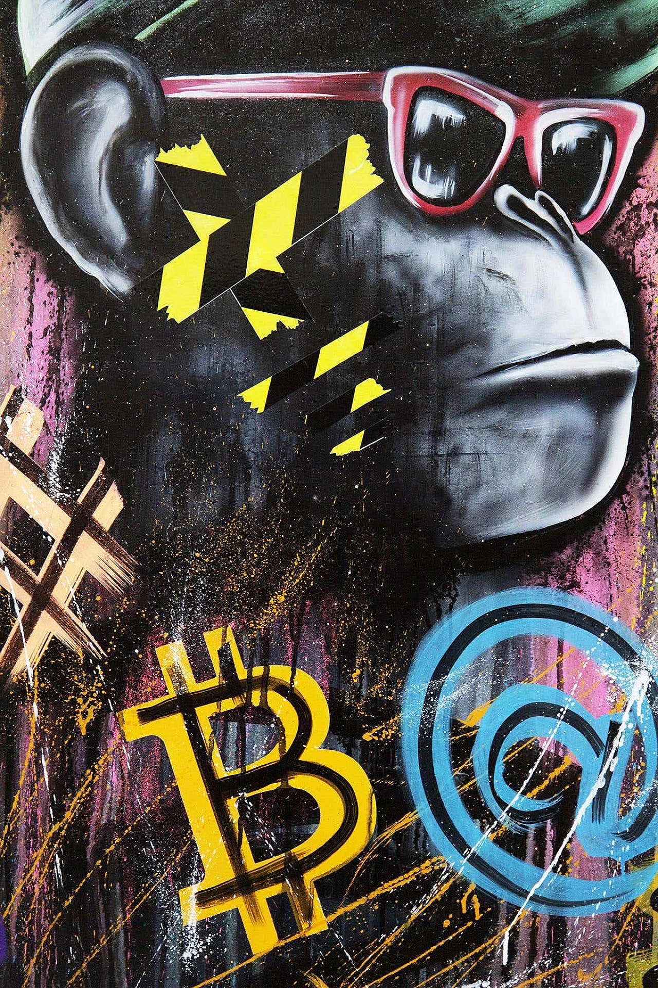 E. Art, Cool Ape and Bitcoi, customised canvas for CB Lab 2