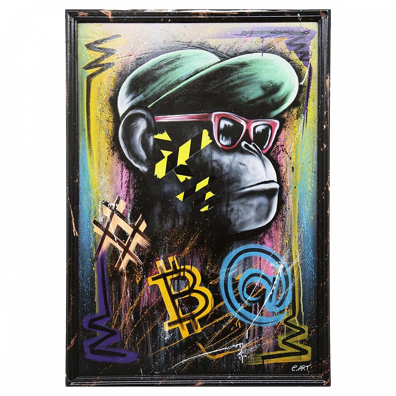 E. Art, Cool Ape and Bitcoi, customised canvas for CB Lab 6