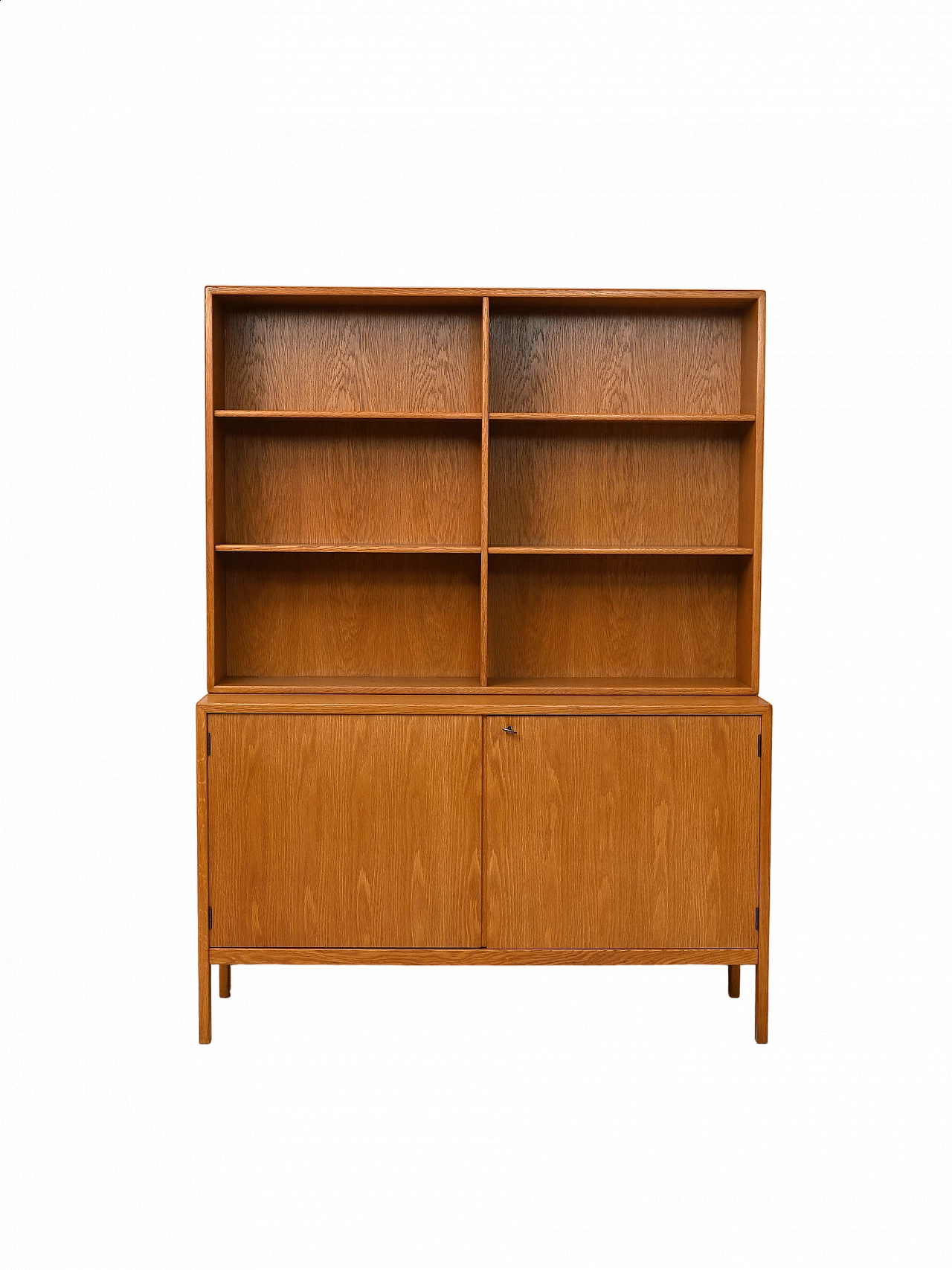 Wooden bookcase with double-door storage compartment, 1960s 11