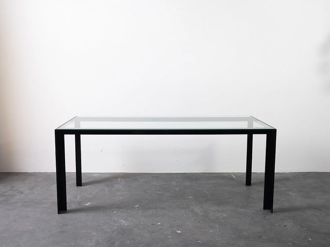 Iron table with crystal top, 1970s 3