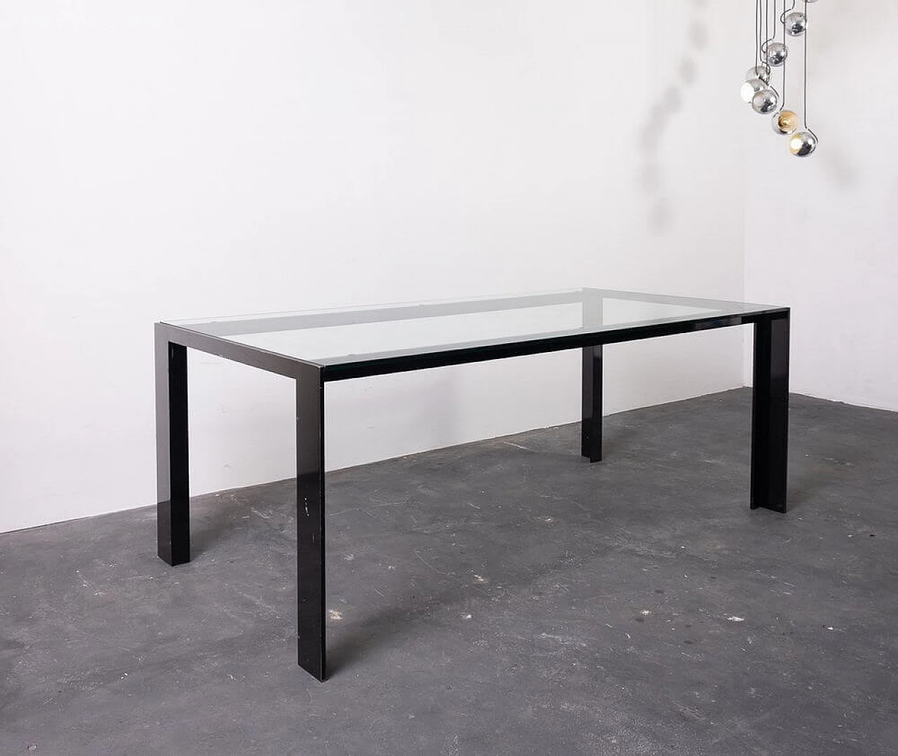 Iron table with crystal top, 1970s 4