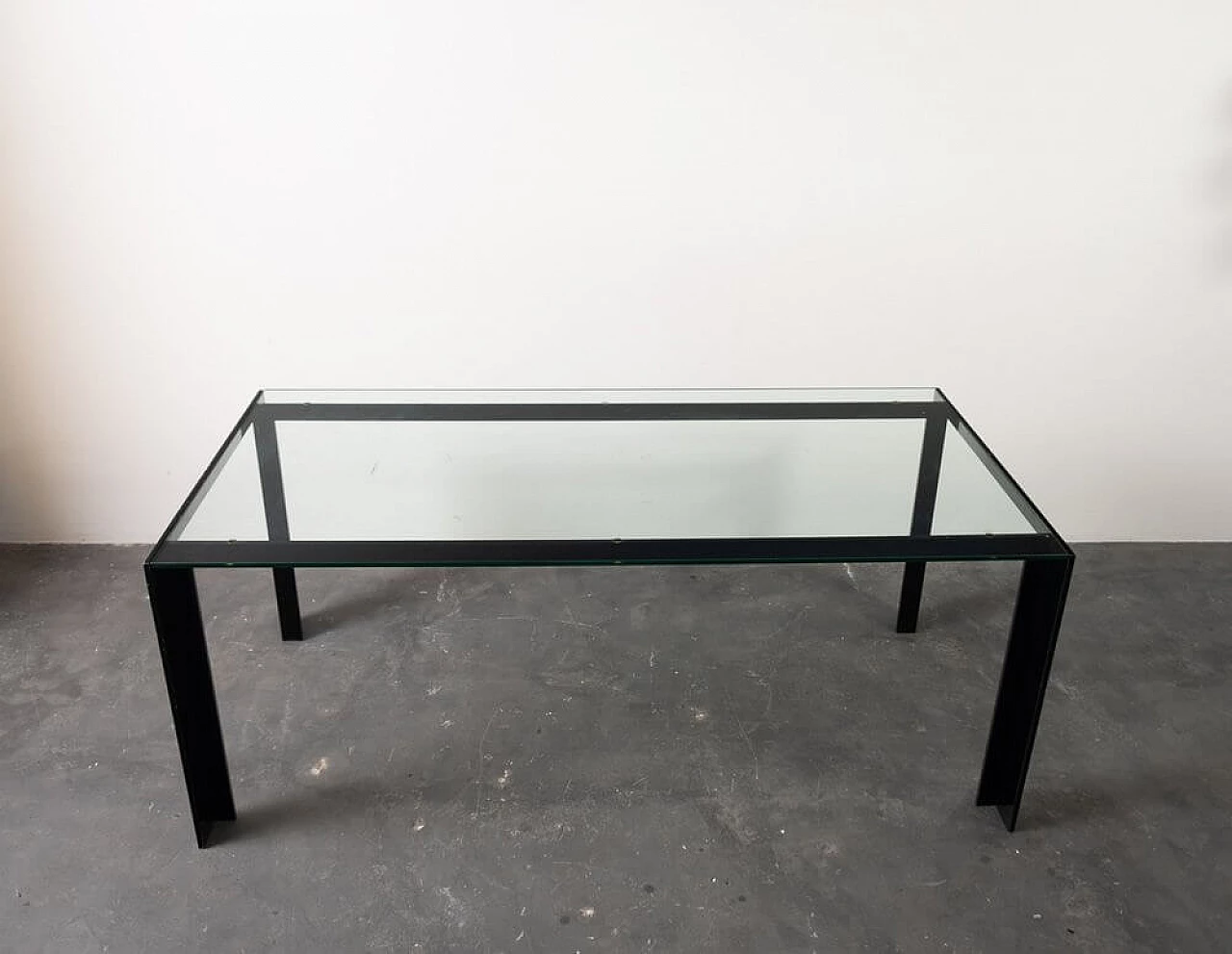 Iron table with crystal top, 1970s 7