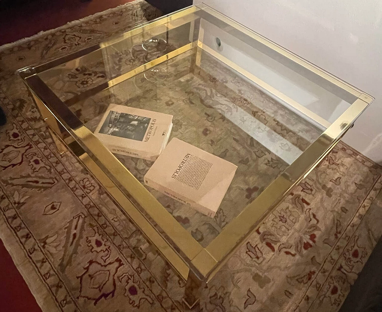 Brass and glass coffee table, 1990s 2