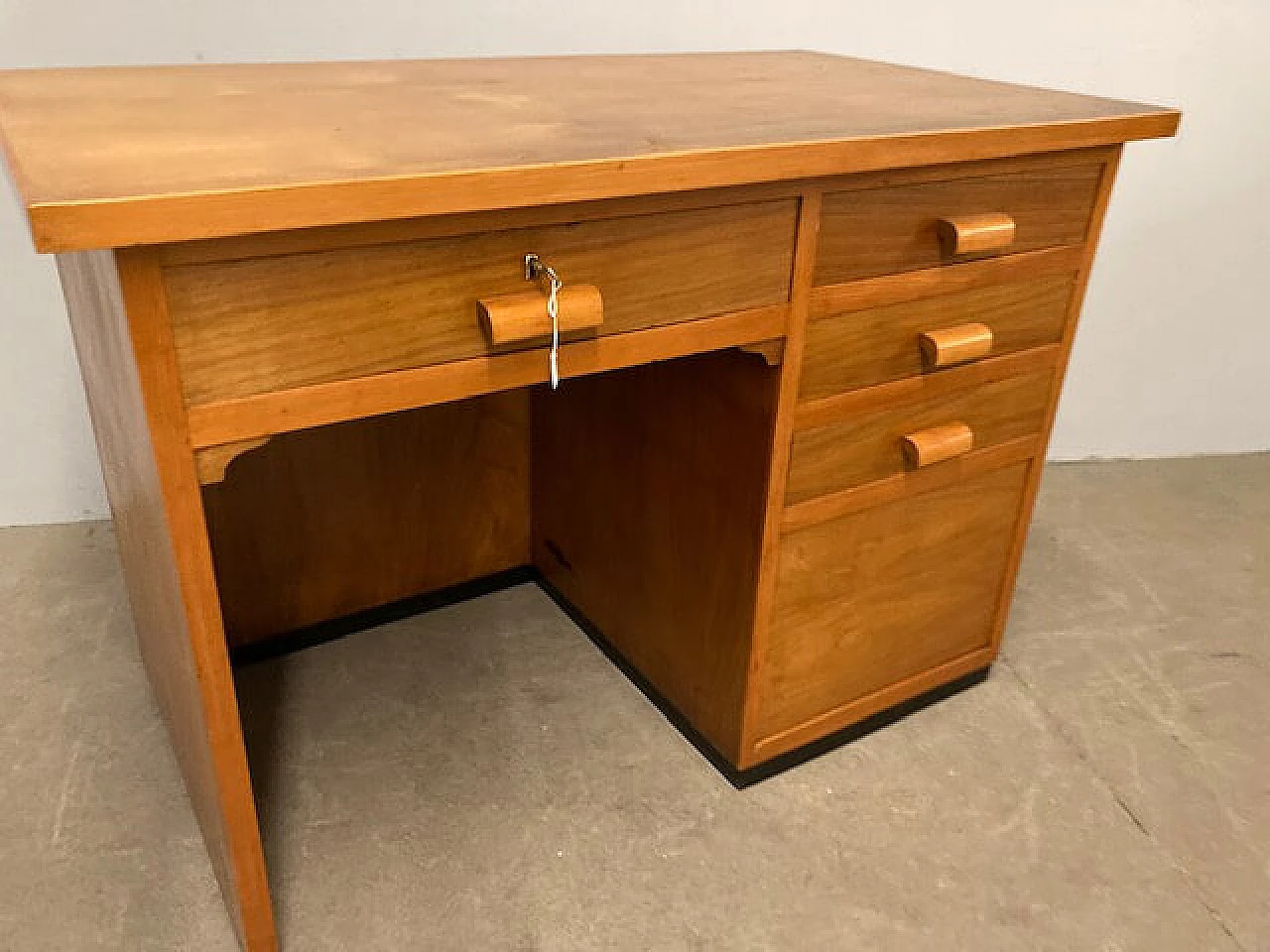 Oak desk with drawers, 1960s 4