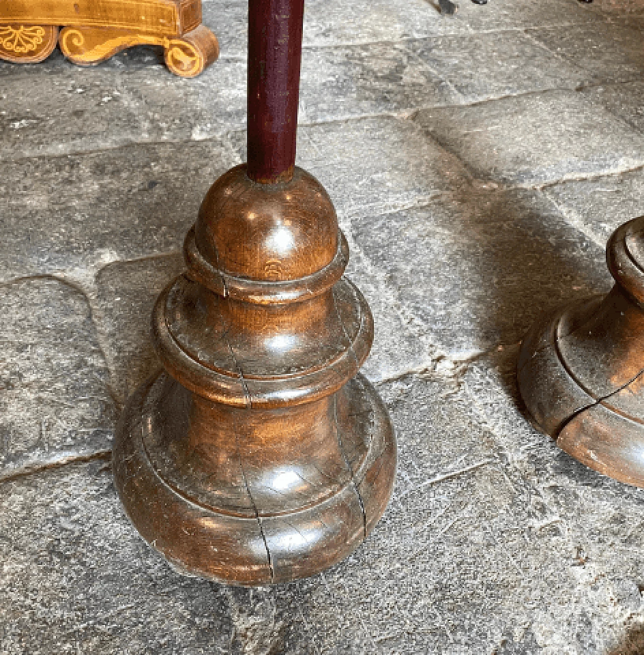 Pair of procession torches in painted wood and iron, mid-19th century 15