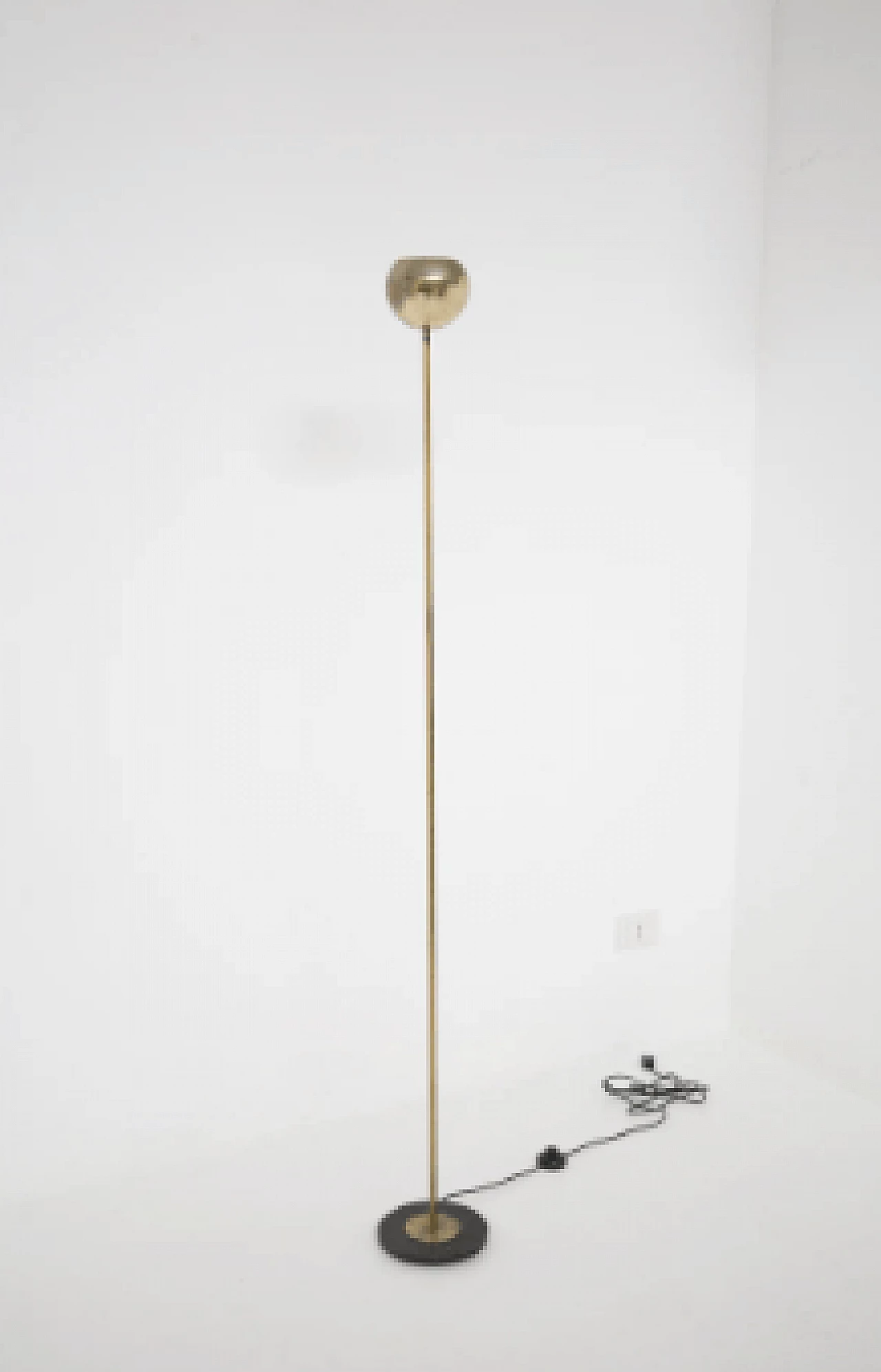 Cast iron and brass floor lamp with hemispherical diffuser 2