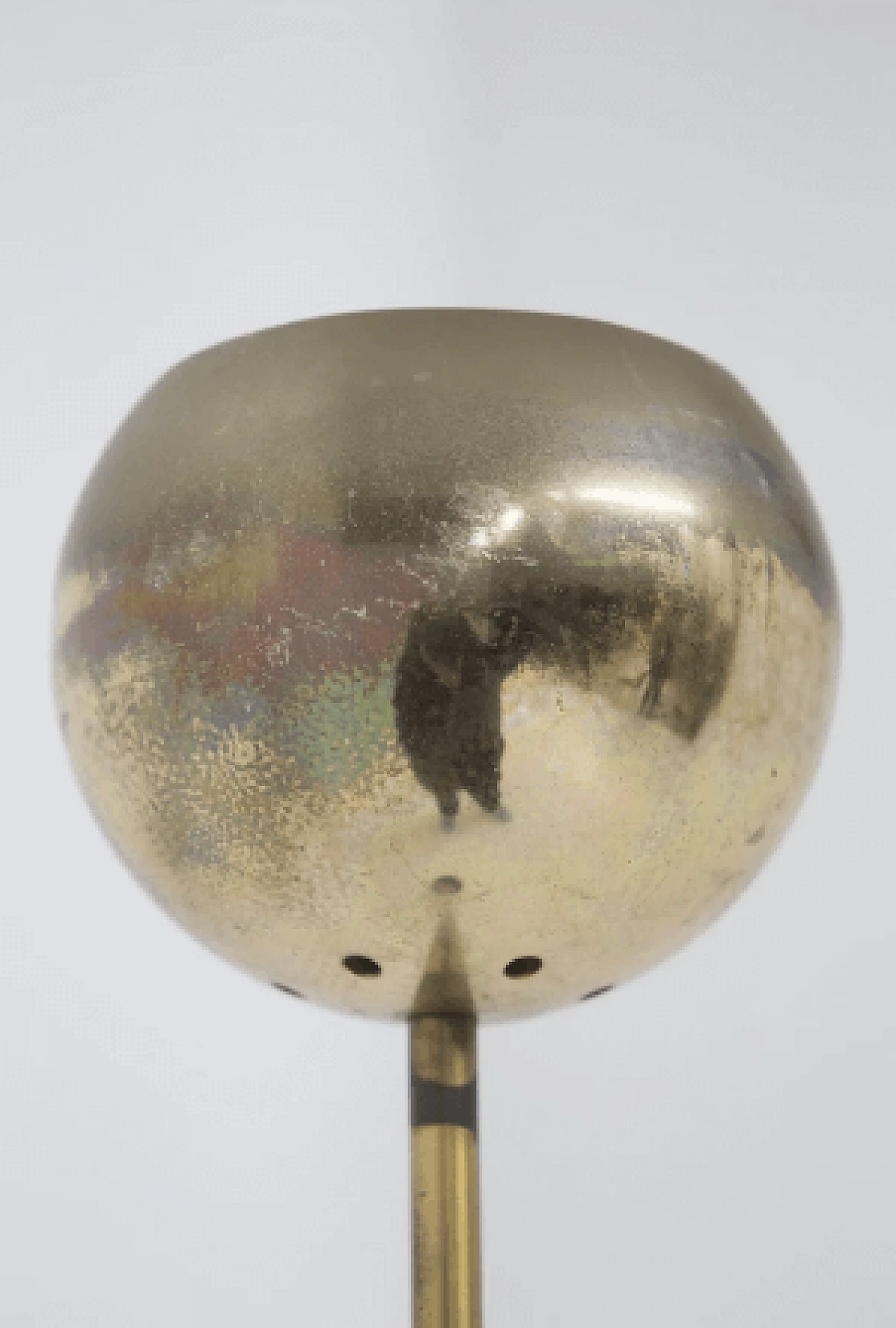 Cast iron and brass floor lamp with hemispherical diffuser 7