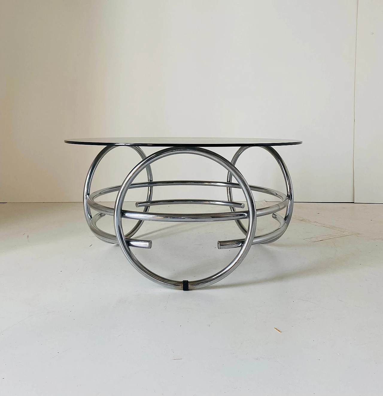 Coffee table in Space Age style with smoked glass top, 1970s 1