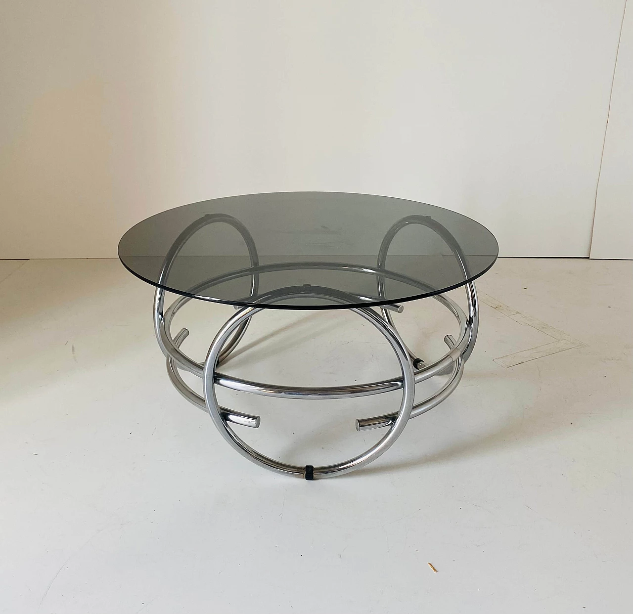 Coffee table in Space Age style with smoked glass top, 1970s 2