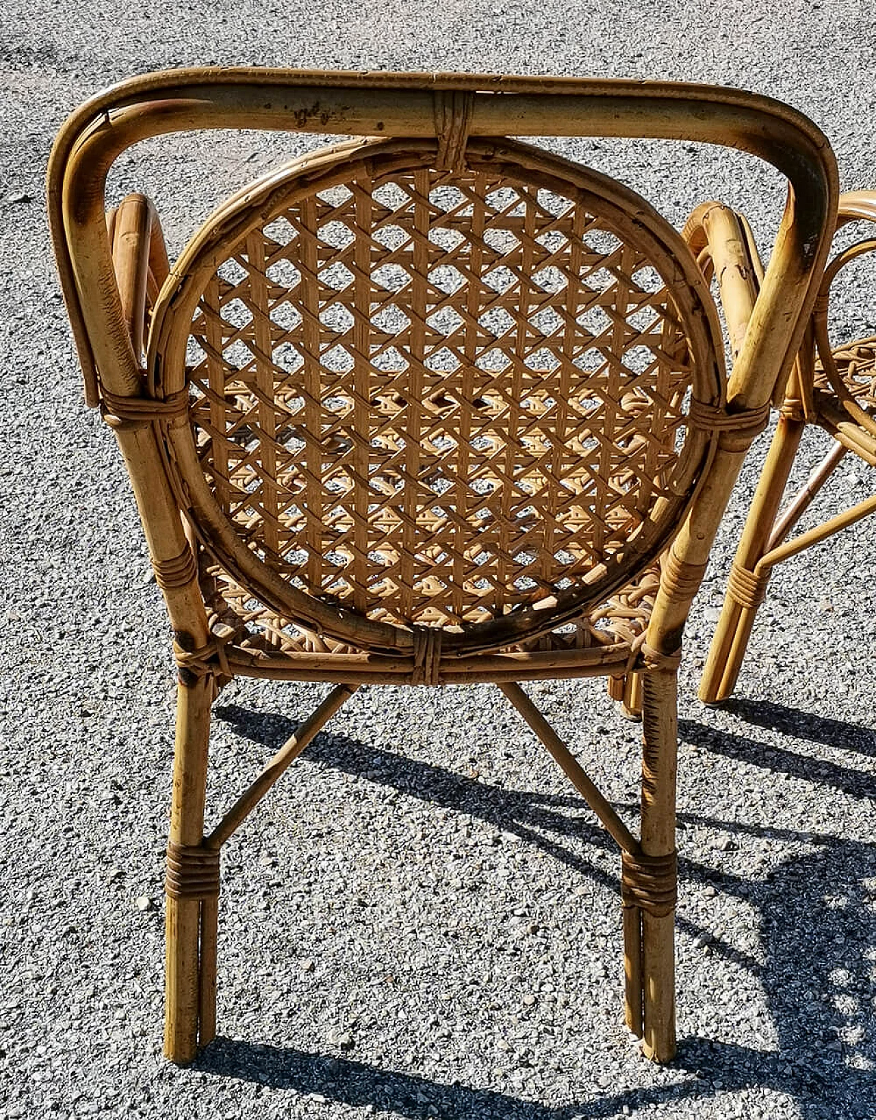 Pair of bamboo and woven rattan armchairs, 1970s 6