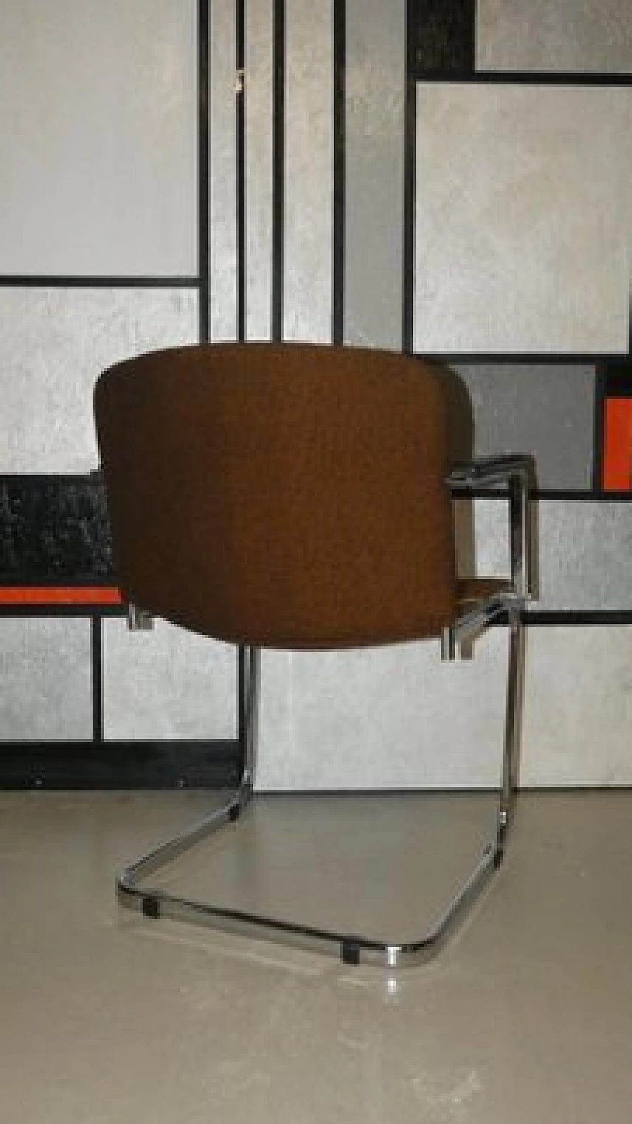 4 Wool and steel chairs with armrests, 1970s 7